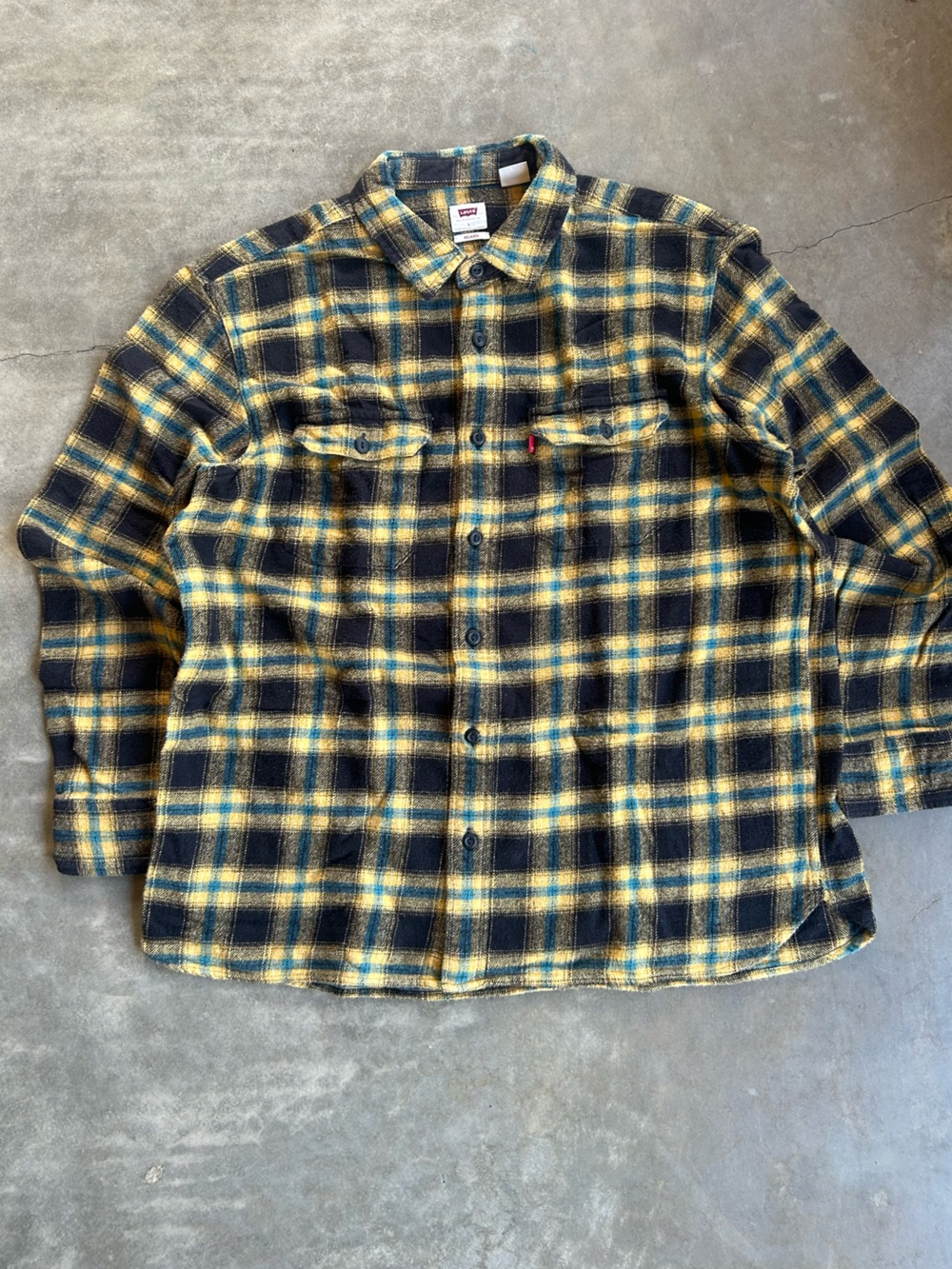 Levi's Yellow & Black Heavy Flannel Button-Down Shirt